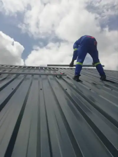 Solar panel installation on corrugated roof